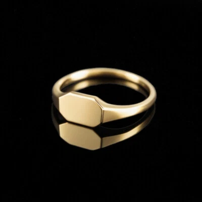 Polished Gold Octagon Signet Pinky Ring - Image 1 of 4