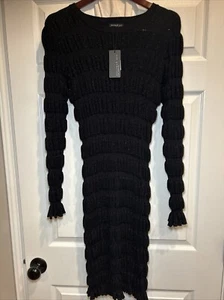 Anthropologie Current Air schwarz metallic super geripptes Pulloverkleid neu mit Etikett Medium - Bild 1 von 11