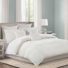 ECHO New York CRETE WHITE 5PC Queen COMFORTER SET 