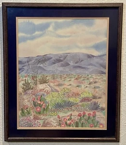 PETER WONG Original California Landscape Wildflowers Mountains Painting Framed - Picture 1 of 19