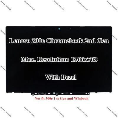11.6" Lenovo 300e Chromebook 2nd Gen 81QC LCD Display Touch Screen Assembly - Image 1 of 4