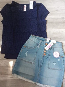 NWT Justice Girls Outfit Floral Crochet Built-In Cami Top/Skort  Size 10 (7) - Picture 1 of 3