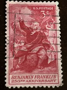 6 USA 1956 Postage Stamps 3cent Benjamin Franklin 250th Anniversary Issue - Picture 1 of 1