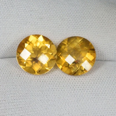 6.53Cts Good Color Natural Orange Citrine Ckb 10mm Round Pair..!! - Image 1 of 2