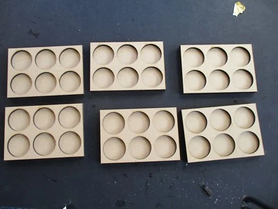 JB WARGAMMING 6x 20mm round movement trays with 6 holes per tray regiment 3x2 rows MDF
