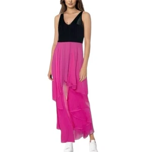 Material Girl Womens Dress Sz XS High Low Overlay Skirt Pink Y2k 80's Graduation - Picture 1 of 16