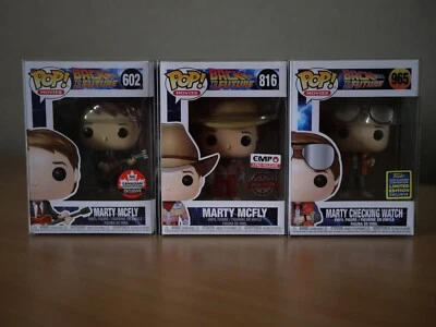 RARE lot 3 funko pop Movies Back to the future Marty McFly exclusives VAULTED - Photo 1/4