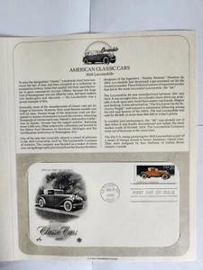  FDC CLASSIC CARS STAMP PANEL '88 FIRST DAY OF ISSUE STAMP & INFO PANEL - Picture 1 of 1
