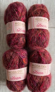 4 Moda Dea Gleam Rubelite 50g 1.76oz 76 yards 35% kid Mohair 42%Nylon 18%Acrylic - Picture 1 of 3
