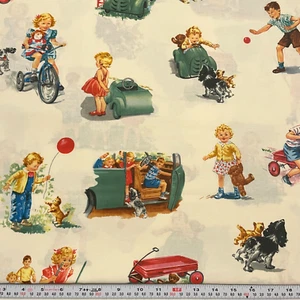 Dick and Jane Pearson Education Michael Miller cremefarbene Baumwolle HALBER YARD - Bild 1 von 2