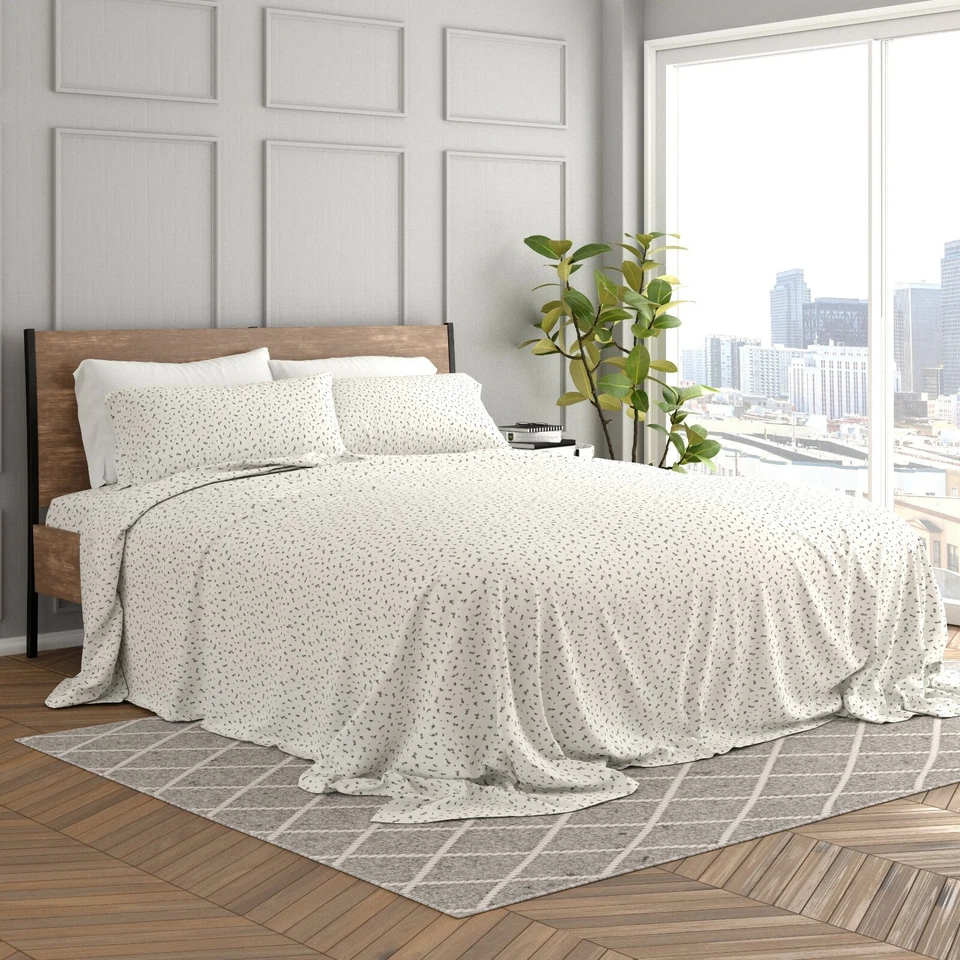 Juego de sábanas transpirables ultra suaves con patrón/diseño de 4 piezas de Kaycie gris moda Foto 1 de 1