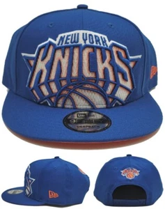 New York Knicks New Era 9Fifty Mega Cropped Blue White Orange Snapback Hat Cap - Picture 1 of 9