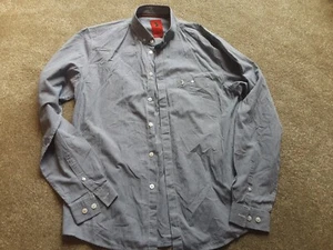 Luke Herren Hemd Blau & Weiß Gingham Kariert mit Logo Baumwolle Knopfleiste.  Größe 2 - Bild 1 von 7