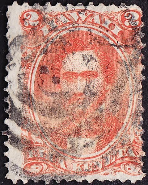Hawaii Stamp Scott # 31 - 2 Cents Rose Vermilion w Scarifying Cancel Scarce Item - Image 1 of 1
