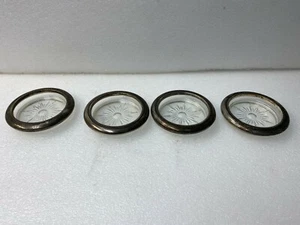 Vintage Glass & Silver-Plated Coasters Starburst Pattern Set of 4 - Picture 1 of 2