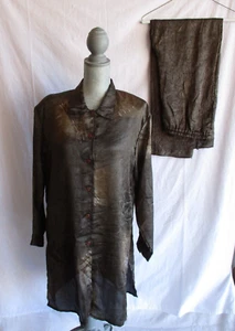 Dalin Collection Women Casual Straight Tunic Kurti - Brown with tye-dye designs - Picture 1 of 13