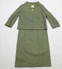 Vintage 1960's Pendleton 3 Piece Suit Womens 10 Green Wool Tweed Dress Top Skirt