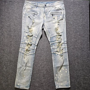 Jeans uomo Crysp Denim effetto invecchiato 40 x 32 nuovo con etichetta blu - Foto 1 di 9