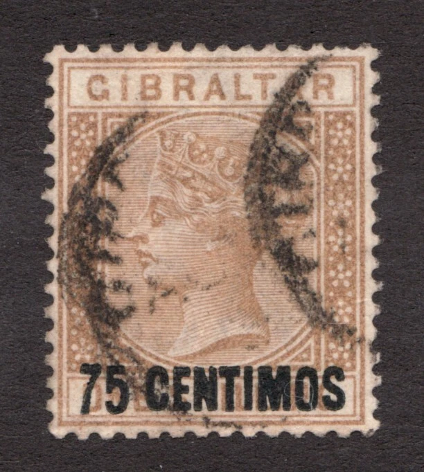 1889 Gibraltar Sc# 28 - 75 Centimos - Queen Victoria - Used Cv$82.50 - Image 1 of 1