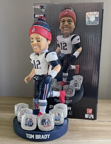 TOM BRADY New England Patriots 6x SUPER BOWL Champion Ring Base Bobblehead NIB! Cover