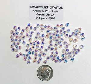 Swarovski® Bicone Beads #5328 - 4mm - CRYSTAL AB 2X - 144 Pieces - Picture 1 of 1