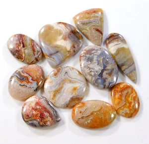 Lote al por mayor de 250 quilates 10 piezas 100 % naturales de encaje ágata cabujón piedra preciosa CJ44 - Imagen 1 de 6