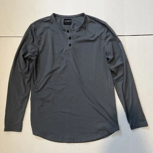 Cuts Clothing Shirt Mens Medium Blue Gray Curve Hem Henley Long Sleeve Pyca Pro - Picture 1 of 9