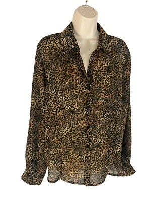 Blusa para mujer Nicola talla 14 estampado animal dorada negra manga larga abotonada usada en excelente estado Foto 1 de 4