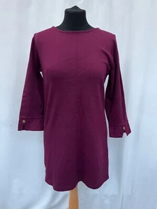Dress M&S size 10 purple 3/4 sleeve round neck cotton blend womens - Picture 1 of 9