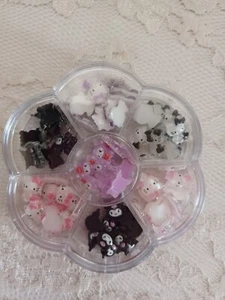 ADORABLE 70 HELLO KITTY Kawaii 3D Nail Accents Charms Decorations 7 Design Case - Picture 1 of 4