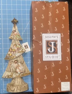 2019 Joseph’s Studio By Roman Nativity Tree Mosaic & Wood Carved Finish 14.25” - Picture 1 of 7
