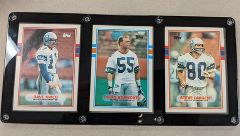 SEATTLE SEAHAWKS 3 CARD PLAQUE DAVE KREIG BRIAN BOSWORTH STEVE LARGENT Cover
