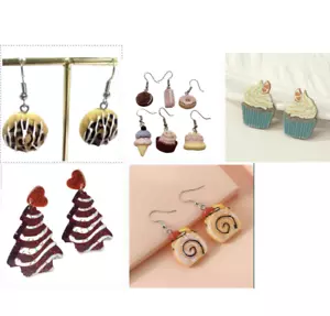❤️ FREE Cupcake Cake Muffin Fruit Bread Lemon Chocolate Cinnamon Artsy Earrings - Picture 1 of 10
