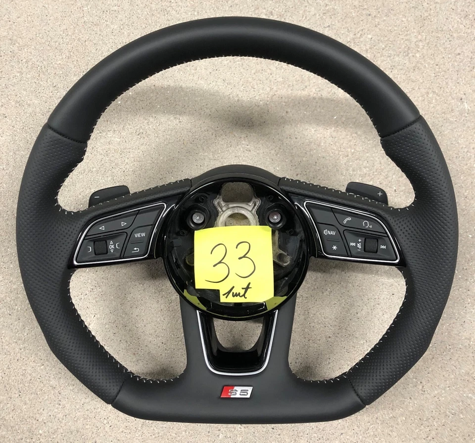 Volante de couro Audi A4 A5 S4 S5 Q5 SQ5 meio perfurado fundo plano # 33 - Imagem 1 de 1