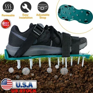 1Pair Heavy Duty Lawn Yard Grass Garden Aerator Shoes W/ Metal Spikes Sandals - Picture 1 of 10