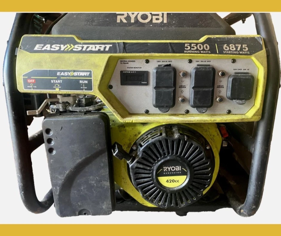 Generador Ryobi, 5500 vatios funcionando, 6875 vatios de arranque Foto 1 de 1