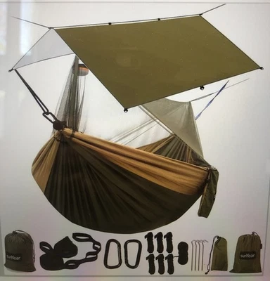 SunYear 2.0 Hammock w/ Tent Rain Fly Tarp Mosquito Net Portable Camping Hammock - Image 1 of 4