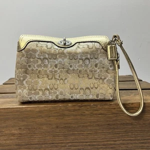 Coach Limited Edition TurnLock Legacy Logo Wristlet Clutch Purse Gold VTG Y2K - Picture 1 of 19