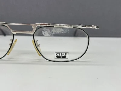 Chai Eyeglasses Frames Men Square Silver Black Blue Large XL Vintage Germany 90S - Image 1 of 4