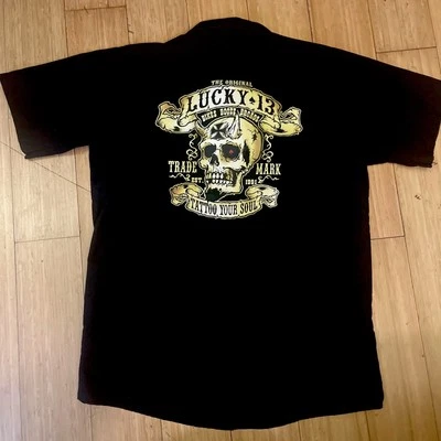 Camisa de abajo con logotipo de calavera Lucky 13 Tattoo Your Soul: talla mediana para hombre, Foto 1 de 4