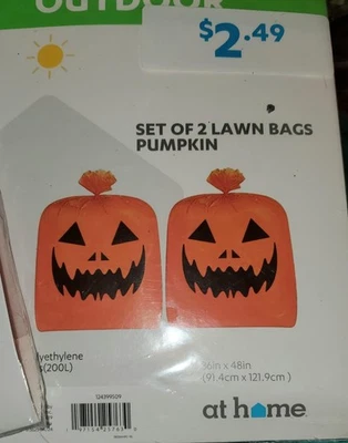 Lote 4 48"X36" Plástico Naranja Calabazas Halloween Otoño Grandes Bolsas de Césped Decoración de Patio Foto 1 de 2