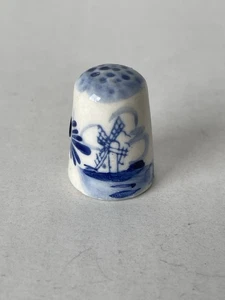 Porzellan Dutch Fingerhut Made In Holland Blau Windmühle - Bild 1 von 4