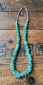 Southwestern Green Turquoise Chip Necklace With Heishi Shell Beads: DP - Picture 1 of 9