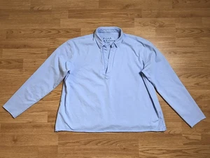 Frank & Eileen Patrick Popover Henley Shirt Womens L Blue Collared Jersey Cotton - Picture 1 of 11
