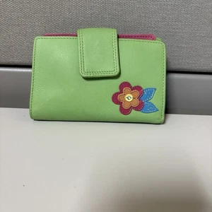 Portafoglio Y2K verde e rosa con fiore nuovo con etichetta - Foto 1 di 4