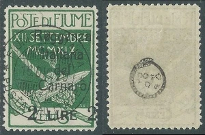 1920 FIUME USATO REGGENZA ITALIANA DEL CARNARO 2 LIRE SU 5 CENT VERDE - US23-3 - Picture 1 of 1
