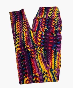 LuLaRoe Leggings OS One Size STRIPED Geometric Colorful Lines Stretch Fit Waist - Picture 1 of 6