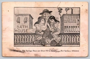 Cartolina Arkansas Hot Springs Bath House Doctor Ketchem pubblicata 1911 antica AR - Foto 1 di 2