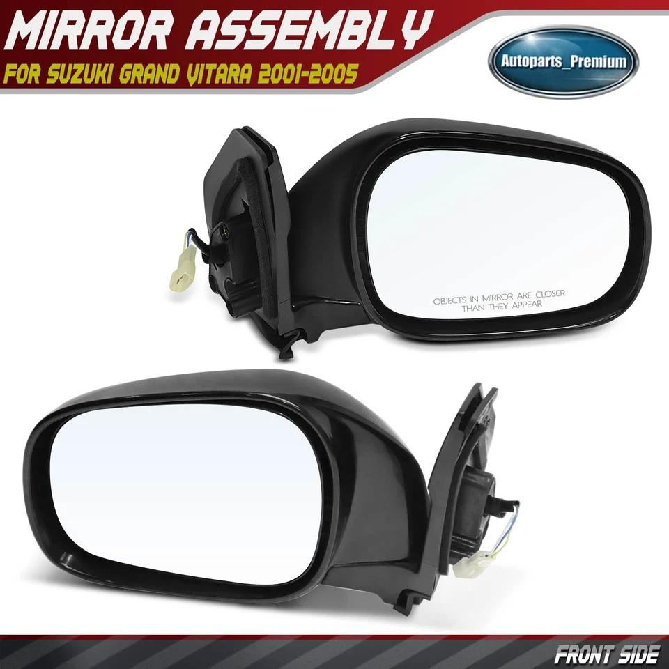 2x Espejo retrovisor delantero plegable manual negro liso para Suzuki Grand Vitara 01-05 Foto 1 de 4