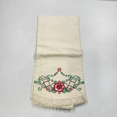 Funda de almohada vintage estándar beige bordado floral borde borde mezcla mcm retro Foto 1 de 4